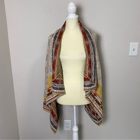Freeway Boho Southwestern Open Front Cardigan Pancho Women's Size Large - Picture 6 of 12